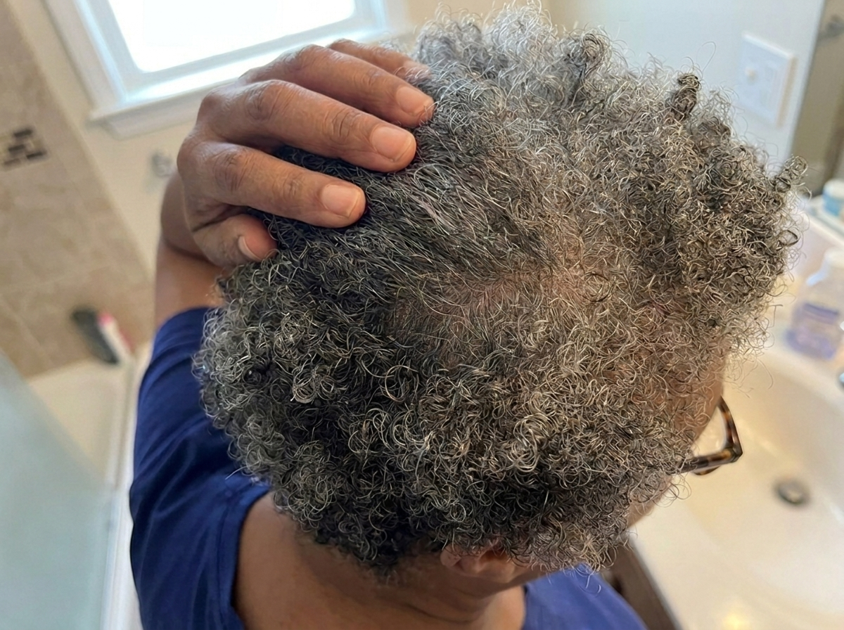 Crown at day 89 showing visible regrowth and fuller coverage